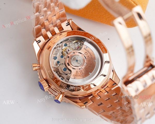 Super Clone Breitling Rose Gold Navitimer 01 Watch Valjoux7750 Movement 7