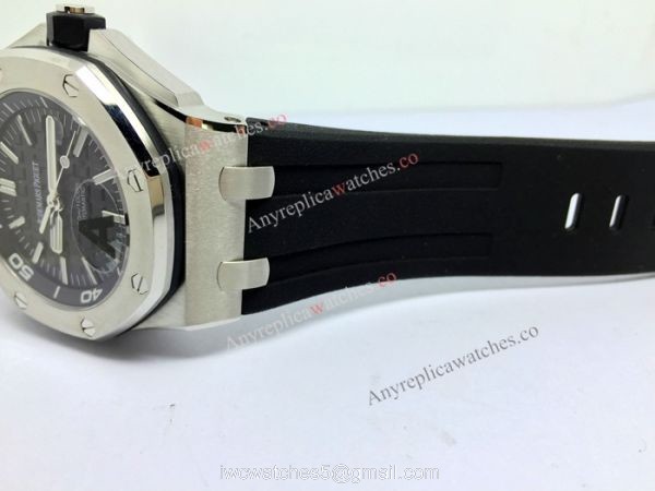 Replica Audemars Piguet Divers Watch Swiss 3120 Black Dial Black Rubber Strap 7
