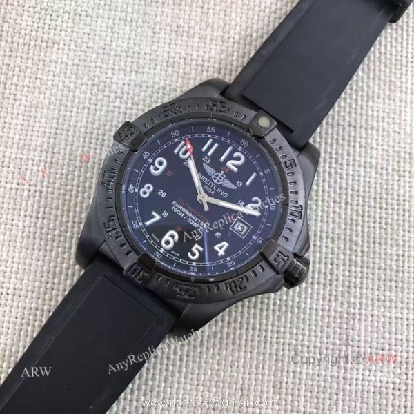 Fake Breitling Colt Skyracer Black Steel Case Automatic Movement Black Rubber Strap Watch 7