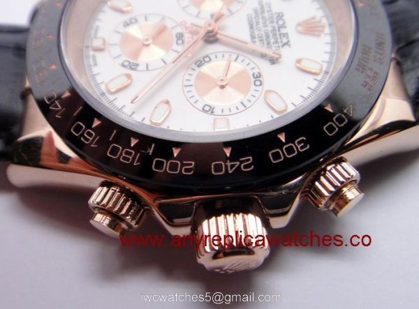 Replica Rolex Daytona Watch White Face &038; Black Ceramic Rose Gold Case 7