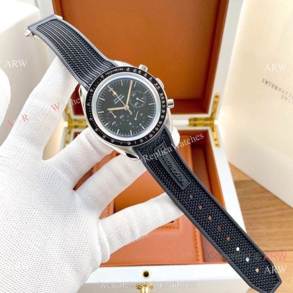 New Copy Omega Speedmaster Watches Black Dial Rubber Srtap 7