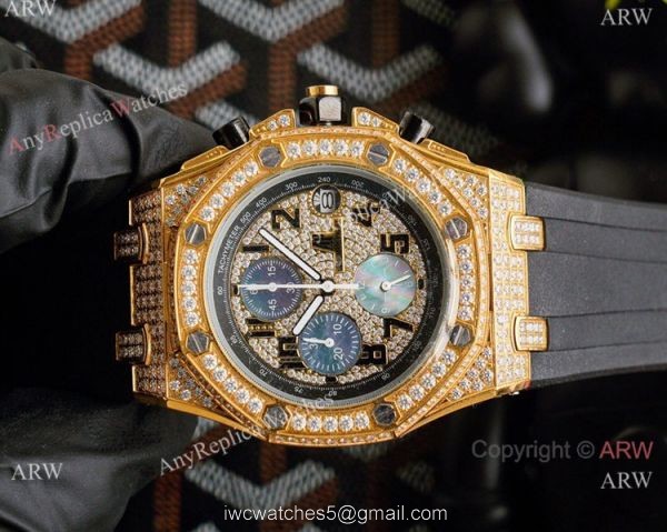 High Quality Copy Audemars Piguet Royal Oak Offshore Full Diamond Watch 44mm 7