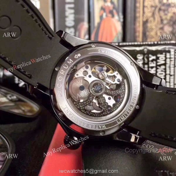 Replica Corum Skeleton Bubble Squelette Watch Black Case Silver Dial 7