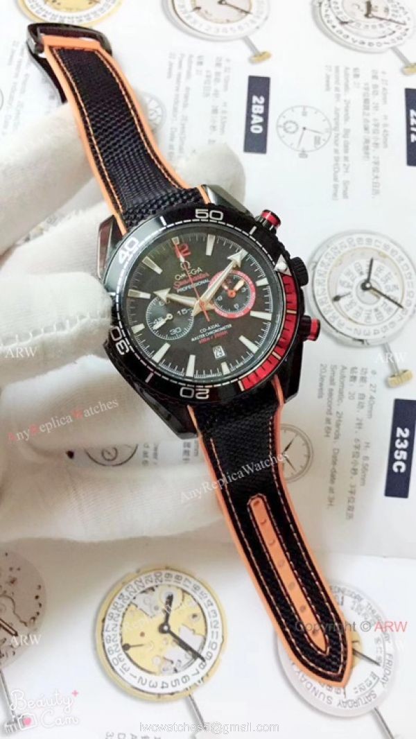 Best Copy Omega Planet Ocean 600m Chronograph Watch Red Black Bezel 7