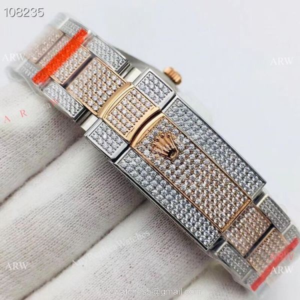 Swiss 2824 Rolex Datejust 41mm Iced Out Watch / Best AAA Replica Watches China 7