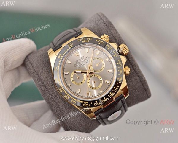 New Replica Rolex Daytona Watch Gold Case Gray Dial 7