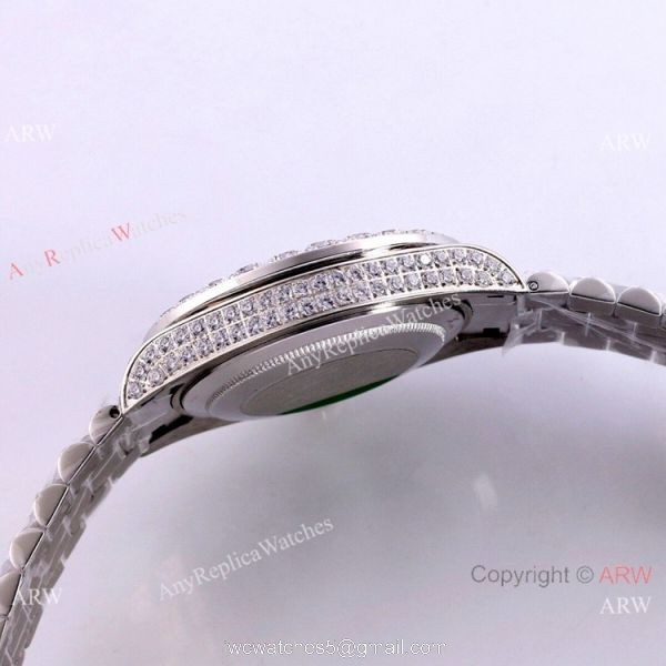 Day Date Rolex Diamond Bezel Replica Watch Stainless Steel Black Dial 43mm 7