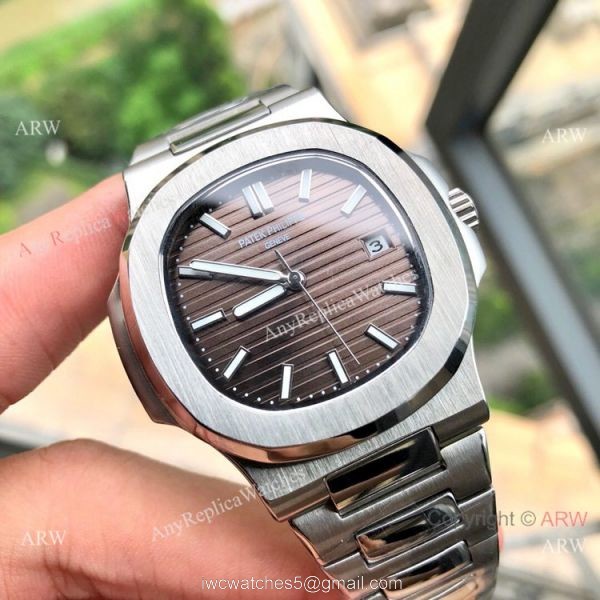 Stainless Steel Brown Dial Patek Philippe Nautilus Copy Watches 40mm 7