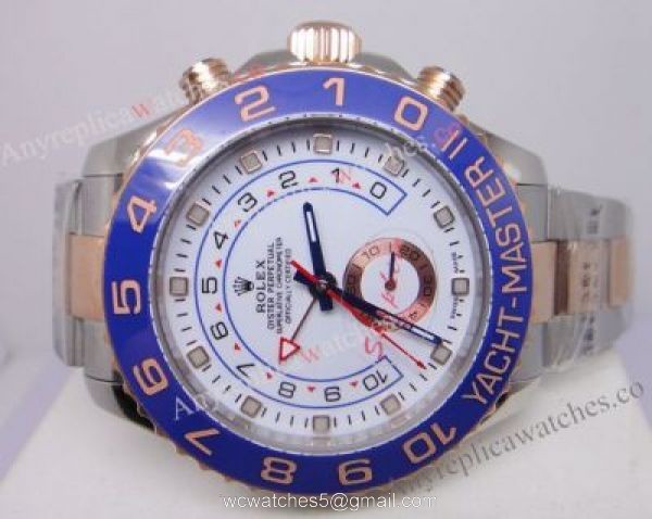 2-Tone Rose Gold Rolex Yachtmaster II Watch Blue Ceramic 44mm 7