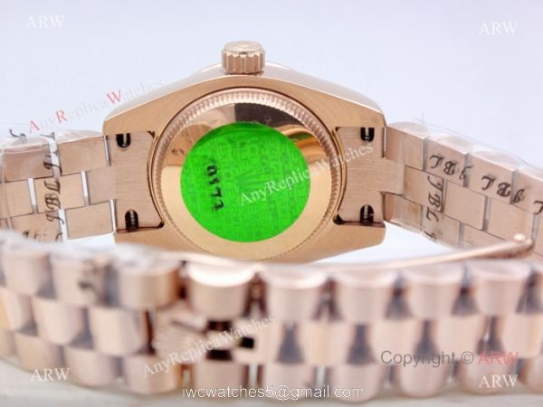 Replica Rolex Diamond Bezel Datejust Rose Gold President Watch 26mm Ladies Replica Rolex 7