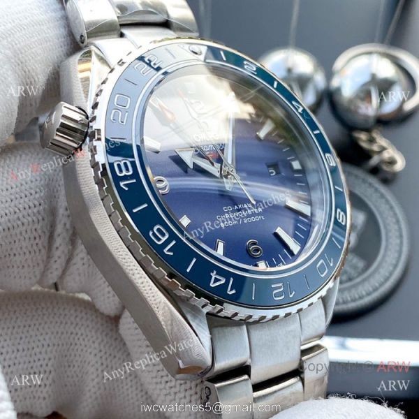 Replica Omega Planet Ocean GMT Watches Blue Ceramic Bezel SWISS GRADE CASE 7