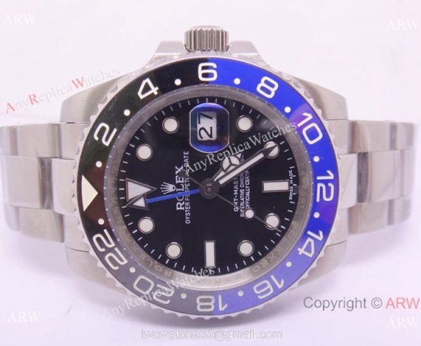 Replica Rolex Batman GMT-Master II SS Blue &038; Black Ceramic Bezel Watch 40mm 7