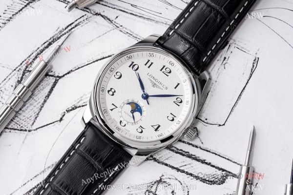Swiss Grade 1 Longines Master Moon Phase 40mm Watch White Face 7