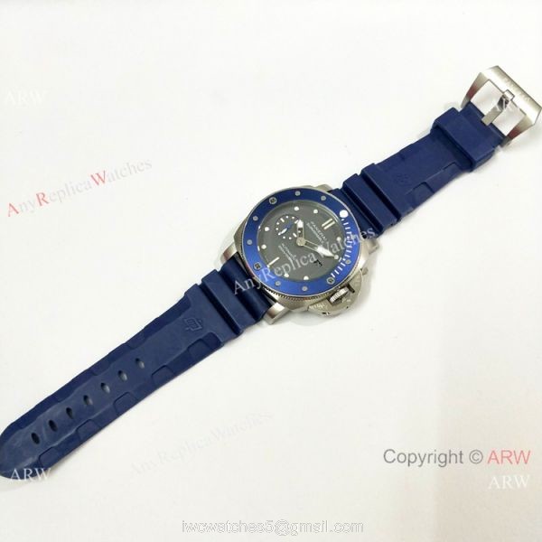 Panerai Submersible Rubber Strap SS Blue Bezel Pam 959 Watch Buy Replica 7