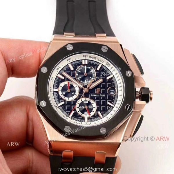 Audemars Piguet Royal Oak Offshore Replica Watch Black Case Rose Gold Bezel 7