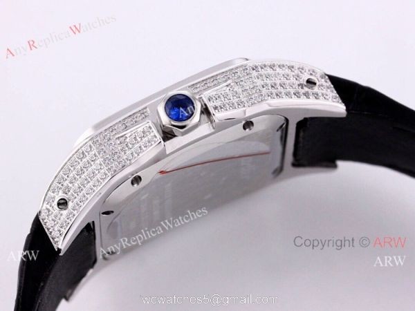 AAA Copy Cartier Santos De Iced Out Watch Automatic Movement 7