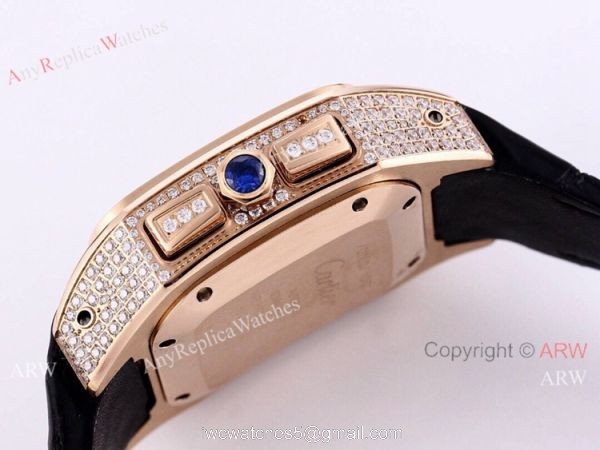 Knockoff Cartier Santos Chronograph Watch Rose Gold Diamond 45mm 7