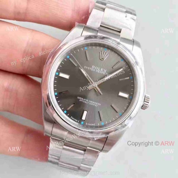 Swiss Replica Rolex Oyster Perpetual Watch Gray Dial Original Style Buckle 7