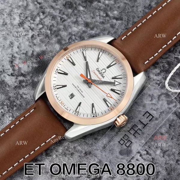 Swiss ETA 8800 Movement Omega Seamaster Superluminova Leather Strap Watch 7