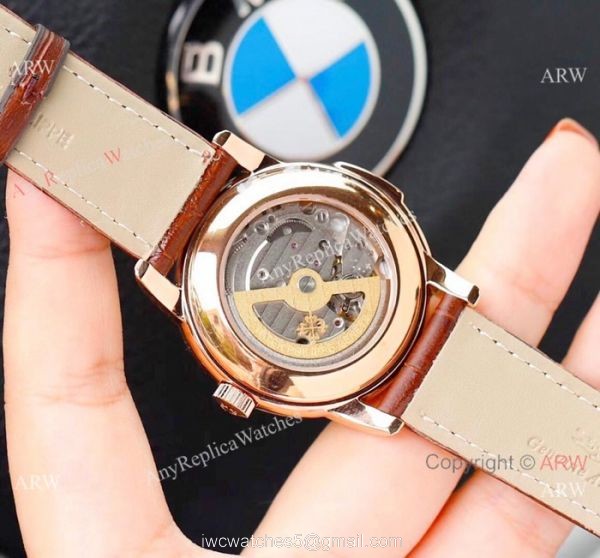 Clone Patek Philippe Calatrava Rose Gold Black Roman watch Simple Style 7