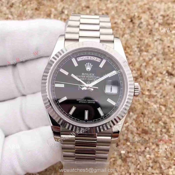 Replica Rolex Day-Date II Watch 40mm Black Face 7
