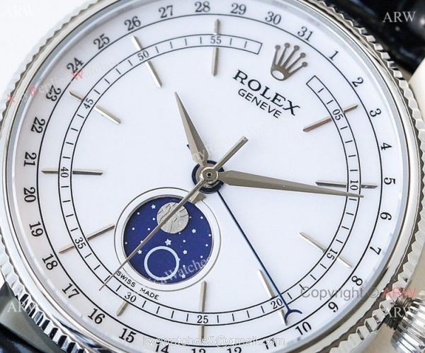 SWISS Grade Rolex Cellini Moonphase Replica Watch Black or White Dial 7