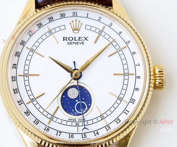 SWISS Rolex Geneve Cellini Black Moonphase / Yellow Gold Rolex Cellini Moonphase Replica watch 7
