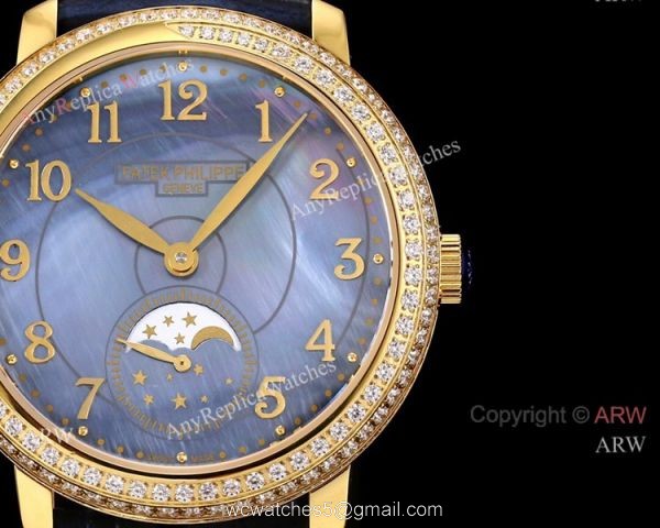Swiss Patek Philippe Complications 4968R Watch Blue Mother of Pearl Gold Case 7