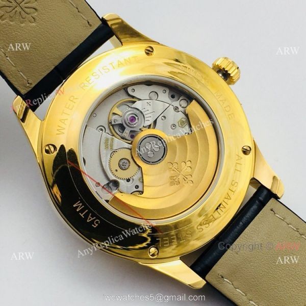 PPF Factory Patek Philippe Annual Calendar Complications Watch Gold and Black 7