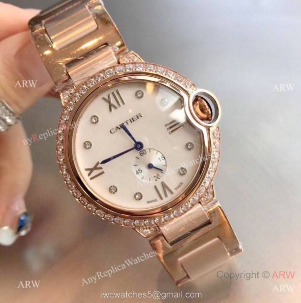 Stainless Steel Diamond White Dial Womens Fake Cartier Watch 7
