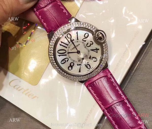 Womens Fake Cartier Watch Ballon Bleu Diamond Bezel 36mm 7