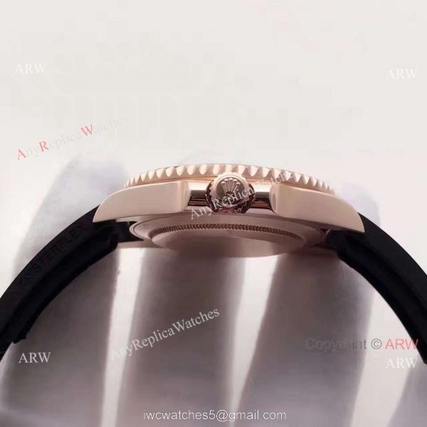 Copy Rolex Submariner Rose Gold Rubber Strap Watch 40mm 7