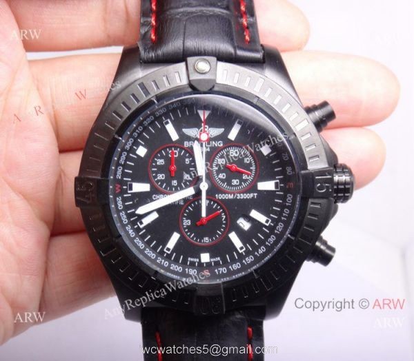 Replica Breitling Watch: Chronometre Certifie 1000m Black &038; Red Chronograph 7