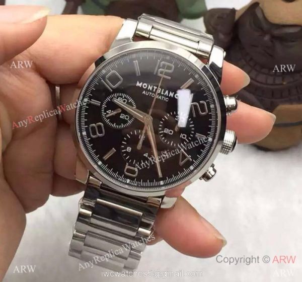 Swiss Grade Replica Montblanc Timewalker Chronograph Watch SS Black Dial 7