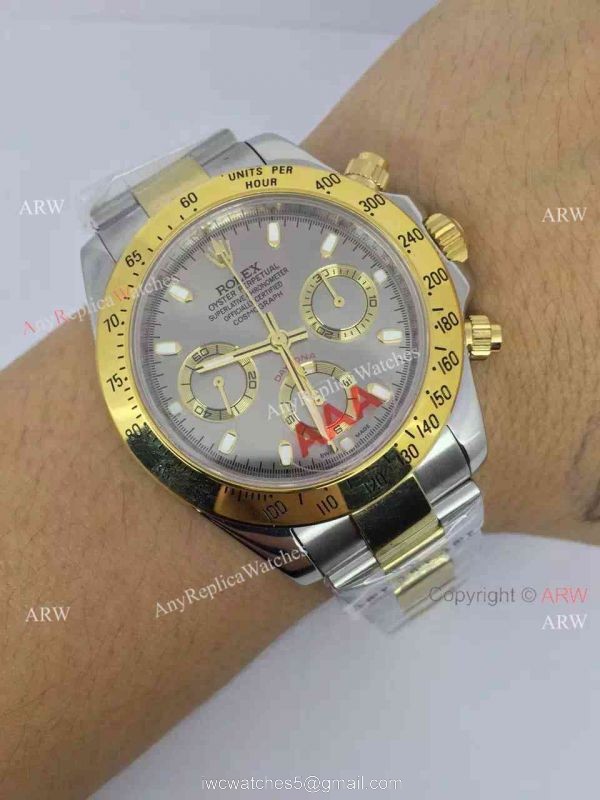 Swiss Fake Rolex Valjoux 7750 Daytona Oyster Perpetual Watch 2-Tone Gray 7