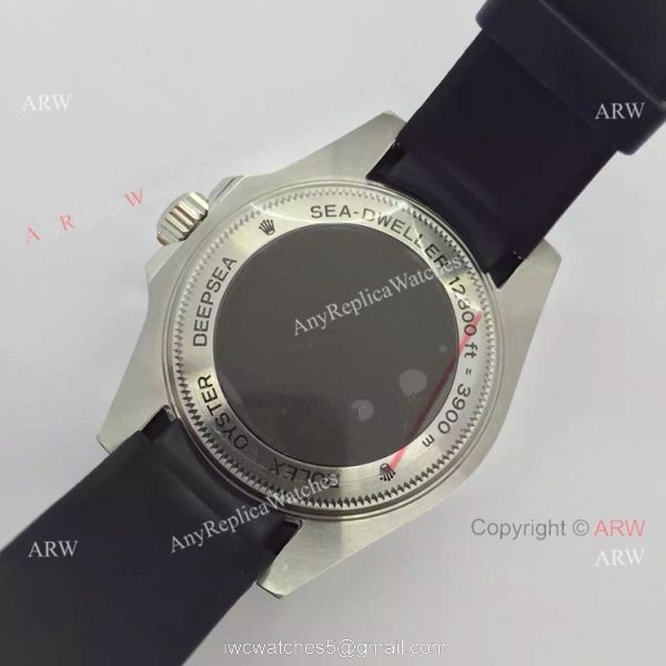 NEW UPGRADED Rolex Deepsea 44mm Replica Watch Black Dial Black Rubber Strap 7