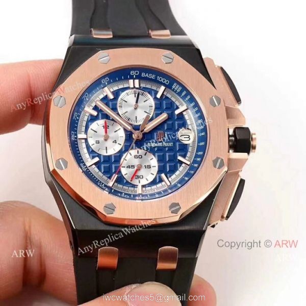 Fake Audemars Piguet For Sale 44mm Rose Gold Blue Dial Mens Watch 7