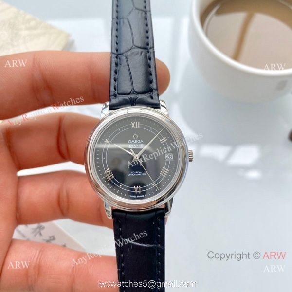 Clone Omega De Ville Prestige Ladies Watches Brown Leather Strap 7