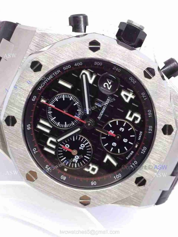 Swiss 3126 Replica Audemars Piguet Black Dial Number Black Leather 7