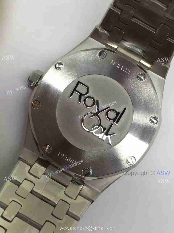 Copy Swiss Audemars Piguet Royal Oak Diamond Bezel Watch SS White Dial 7