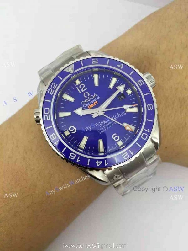 Replica Swiss OMEGA Seamaster Planet Ocean 600M Co-Axial GMT Watch Blue Dial 7
