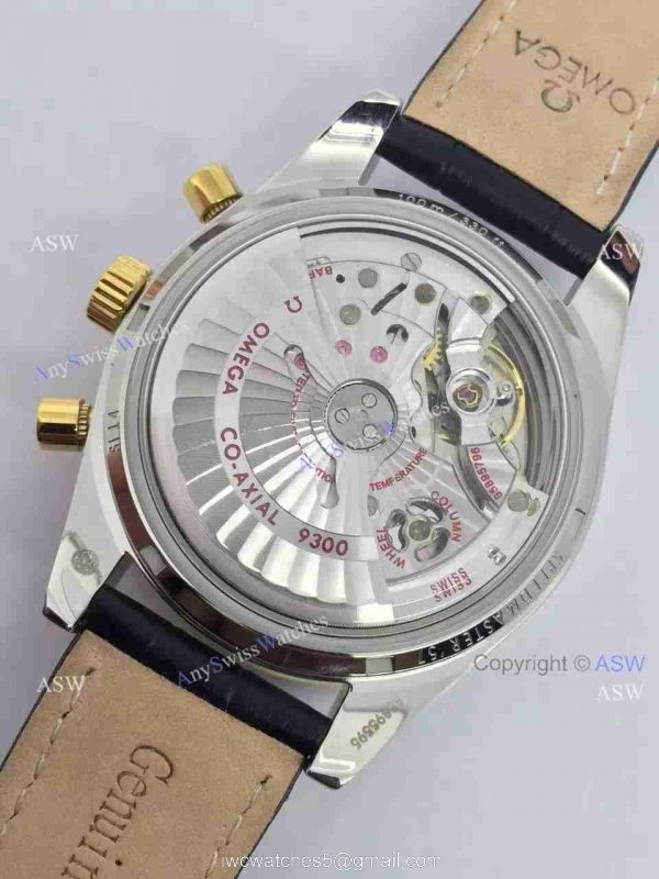 Copy Swiss Omega Speedmaster Chronograph Watch Rose Gold Leather Strap 7