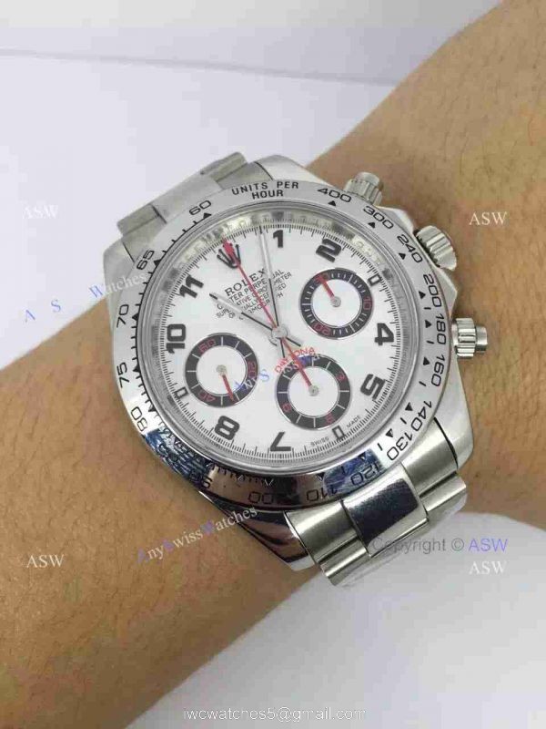 Swiss Grade One Rolex Daytona Valjoux 7750 Watch Silver Dial Arabic markers 7