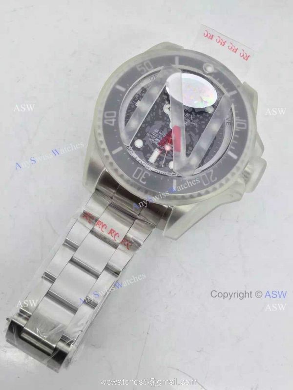 NEW UPGRADED Copy Swiss Rolex Deepsea Sea-Dweller Watch SS Black 44mm 7