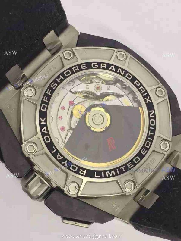 High Quality Copy Audemars Piguet Grand Prix Blue Face Black Rubber Swiss Mens Watch 7