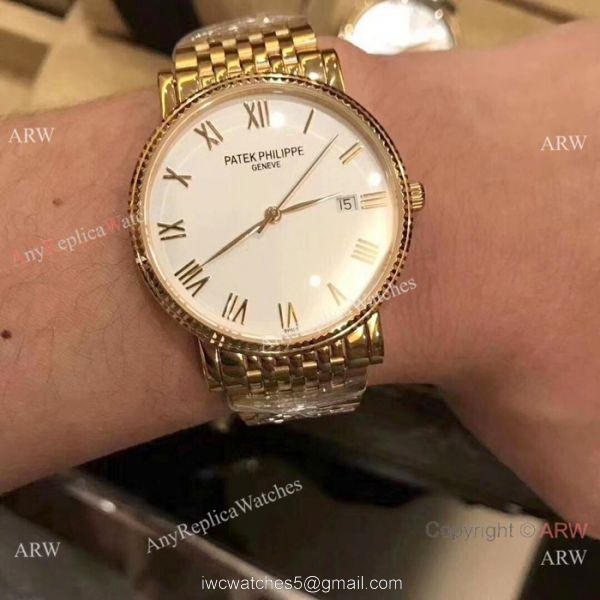 Best Replica Patek Philippe calatrava Men Watch All Gold White Dial 7