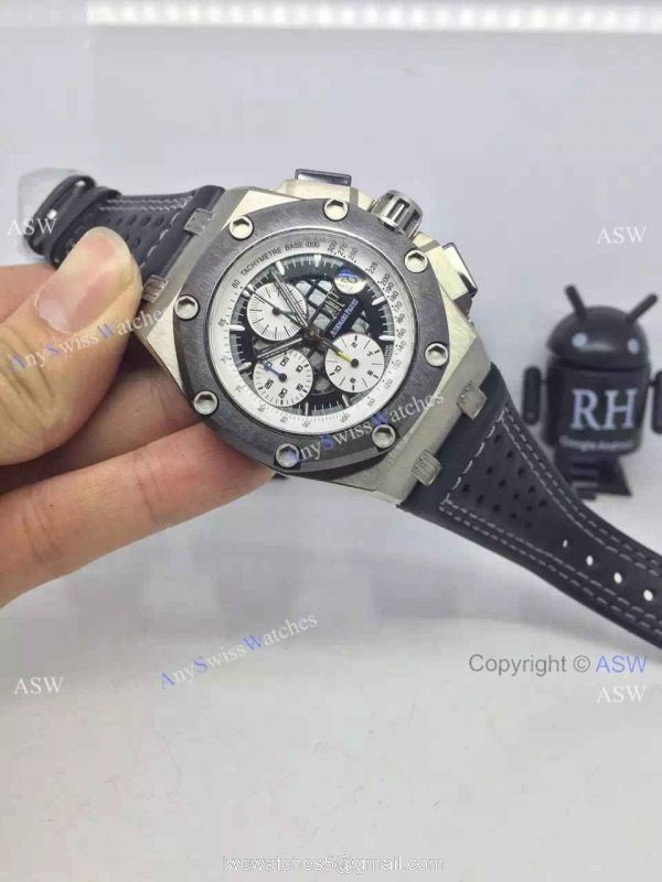 Replica Swiss Audemars Piguet Royal Oak Ruben Barrichello Watch Black Leather 7