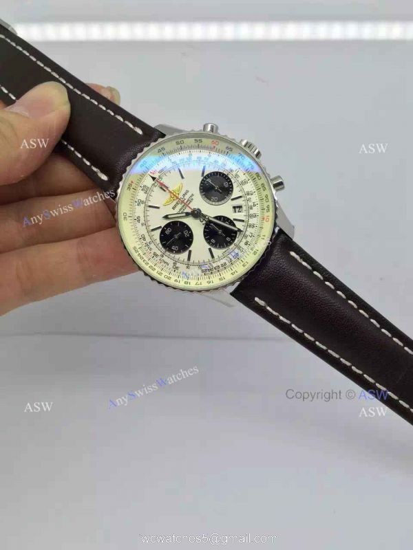 Swiss Fake Breitling 1884 Chronometre Navitimer Watch SS Case White Dial 7