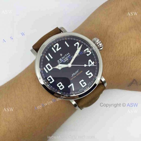Swiss Knockoff Zenith Pilot Watch Brown Leather 7