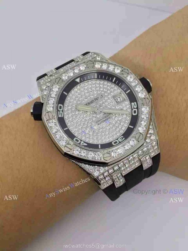 Replica Swiss Audemars Piguet Watch Diamond Dial case Leather Watch Strap 7